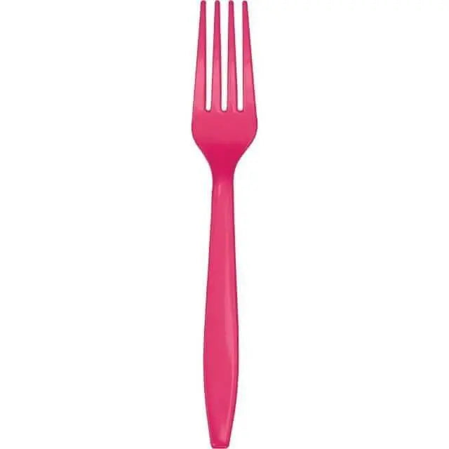 Hot Magenta Plastic Forks - Party Expo