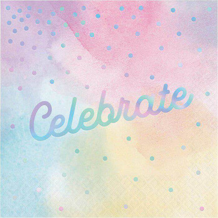 Iridescent Celebrate Luncheon Napkins (16ct) - Party Expo