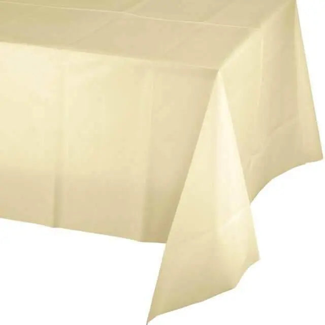 Ivory Plastic Table cover 54x108 - Party Expo
