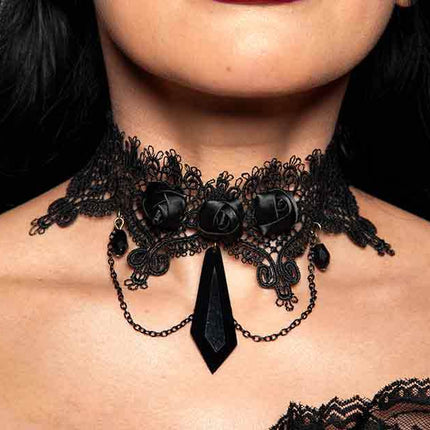 Lace and Rose Choker - Jewelry (1ct) - Party Expo
