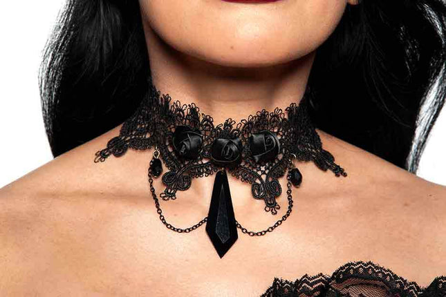 Lace and Rose Choker - Jewelry (1ct) - Party Expo