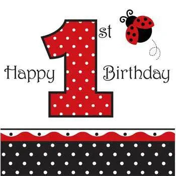 Ladybug Fancy 1st Bday Lunch Napkins - Party Expo