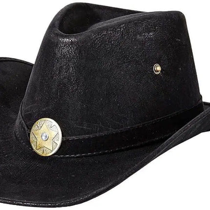 Leatherlike Cowhand Hat - Black - Party Expo