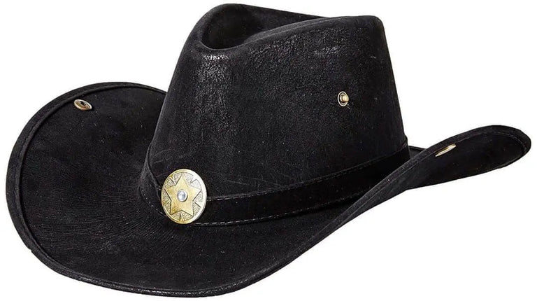 Leatherlike Cowhand Hat - Black - Party Expo