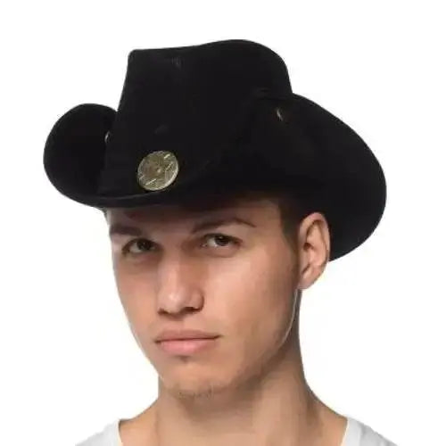 Leatherlike Cowhand Hat - Black - Party Expo