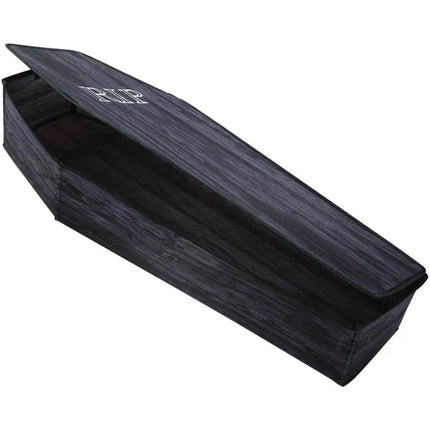 Life Size Coffin with Lid Wooden Look - Party Expo