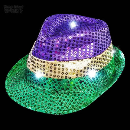 Light-up Led Mardi Gras Fedora - Party Expo