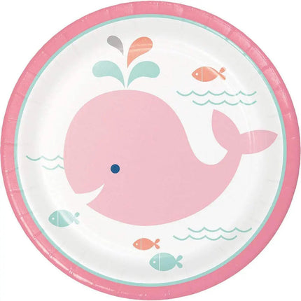 Lil' Spout Baby Whale - 7" Dessert Plates - Pink (8ct) Party Expo  