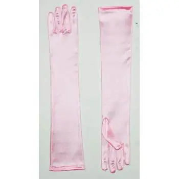Long Satin Dress Gloves - Pink - Party Expo