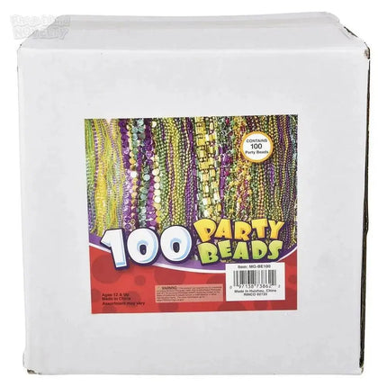 Mardi Gras Bead Necklace Assortment (100pcs) - Party Expo