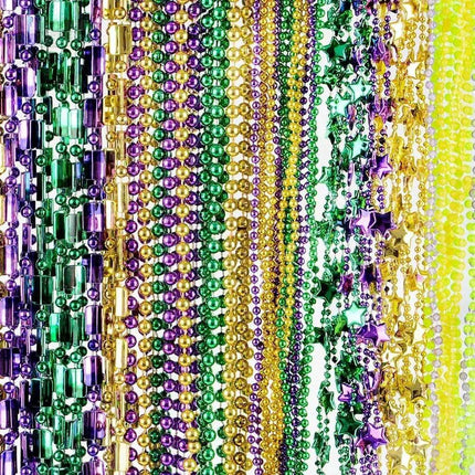 Mardi Gras Bead Necklace Assortment (100pcs) - Party Expo