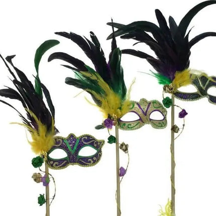 Mardi Gras Venetian Mask with Stick - Party Expo