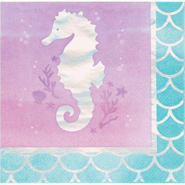 Mermaid Shine Iridescent Beverage Napkins (16ct) - Party Expo