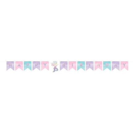 Mermaid Shine Iridescent Shaped Happy Birthday Banner withTwine - Party Expo
