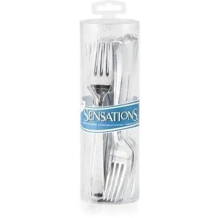 Metallic Silver 24ct Forks Only Boxed Cutlery - Party Expo