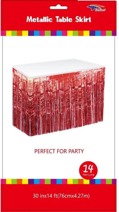 Metallic Table Skirt - Red - Party Expo