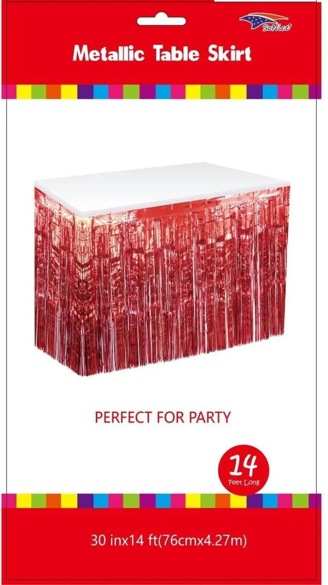Metallic Table Skirt - Red - Party Expo