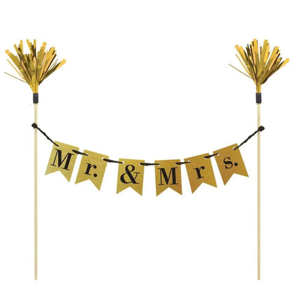 Mr & Mrs Pennant Cake Picks - Party Expo
