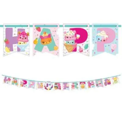 Num Noms - Ribbon Happy Birthday Banner Kit with Number Stickers - Party Expo