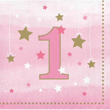 One Little Star Girl - 1st Birthday Beverage Napkins (16ct) - Party Expo