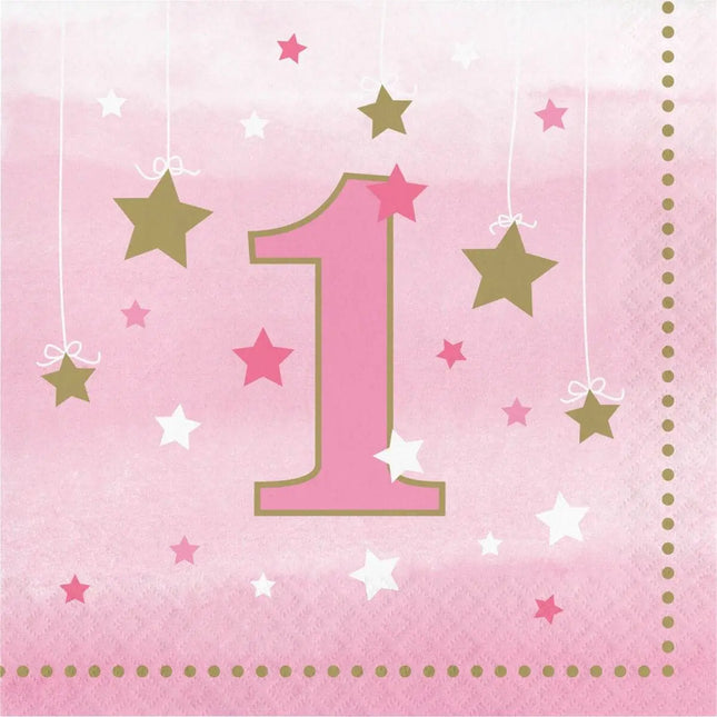 One Little Star Girl - 1st Birthday Luncheon Napkins (16ct) - Party Expo