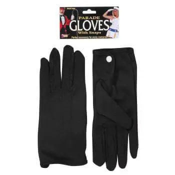 Parade Gloves-Short-W/Snap-Black - Party Expo