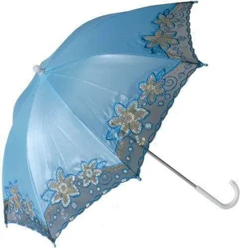 Parasol Umbrella with Fancy Trim - Light Blue - Party Expo