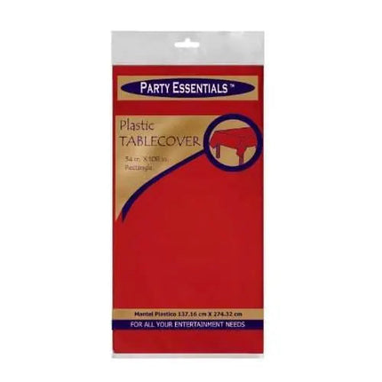 Party Essentials Heavy Duty Plastic Tablecover - Red (54x108) - Party Expo