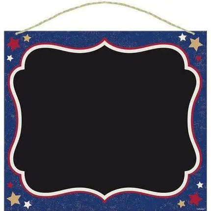 Patriotic Americana Chalkboard Sign with Rope Hanger - Party Expo