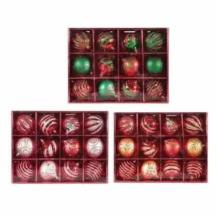 Patterned Christmas Ornament Set in Box (12pcs) - Party Expo