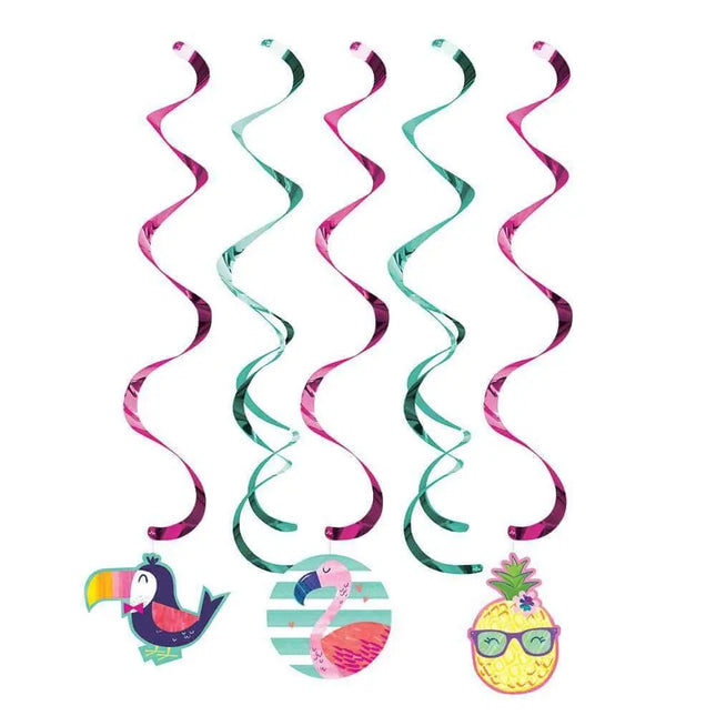 Pineapple Party Swirl Dizzy Dangler Decorations - Pink - Party Expo
