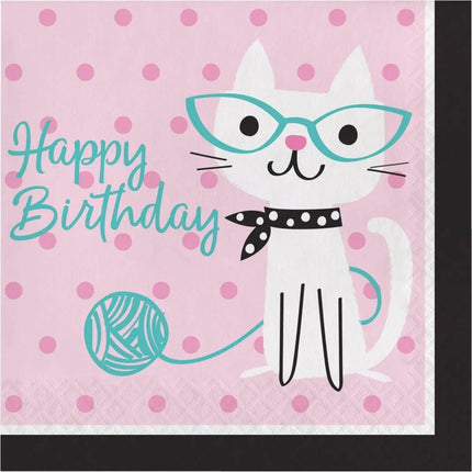 Purr-Fect Party Happy Birthday Lunch Napkins - Party Expo