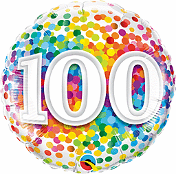 Qualatex - 18" Rainbow Confetti 100 Mylar Balloon #128 Party Expo  