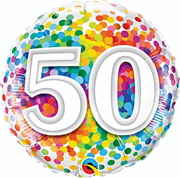 Qualatex - 18" Rainbow Confetti 50 Mylar Balloon #124 Party Expo  