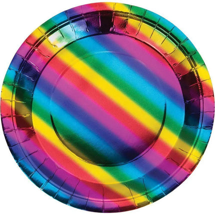 Rainbow Foil - 9" Dinner Plates Party Expo  