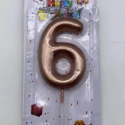 Rose Gold Birthday Candle - #6 - Party Expo