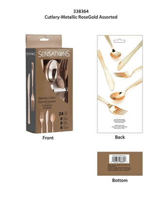 Sensations Metallic Rose Gold Assorted Cutlery - Party Expo