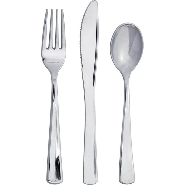 Sensations Metallic Silver Assorted Cutlery - Party Expo