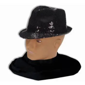 Sequin Fedora Hat - Black - Party Expo