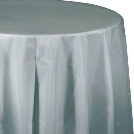 Shimmering Silver Octy Round Table Cover - Party Expo