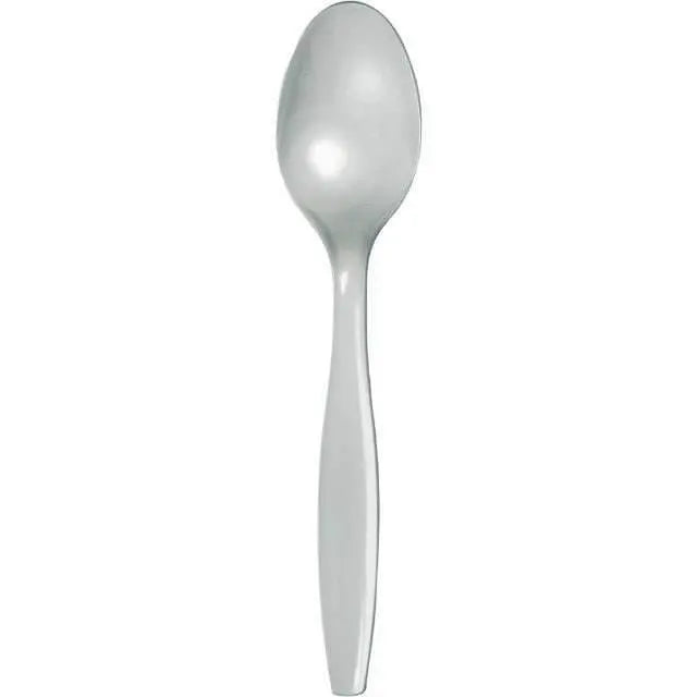 Shimmering Silver Plastic Spoons - Party Expo