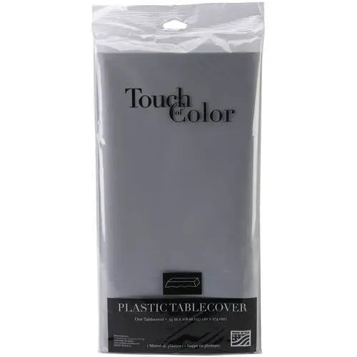 Shimmering Silver Plastic Table Cover 54x108 - Party Expo