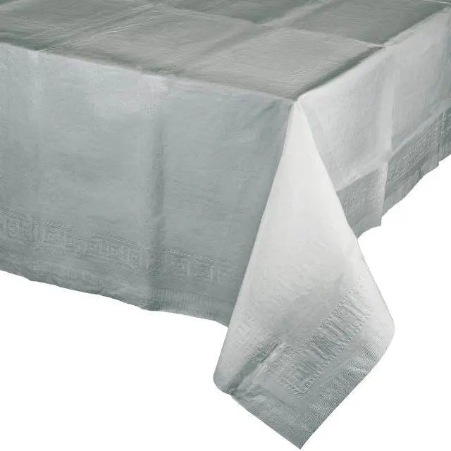Shimmering Silver Tis-Ply Tablecover 54*108 - Party Expo