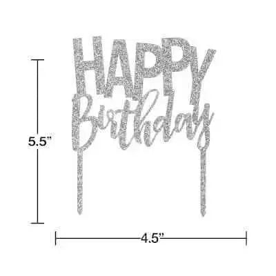 Silver Acrylic 'Happy Birthday' Cake Topper Party Expo  