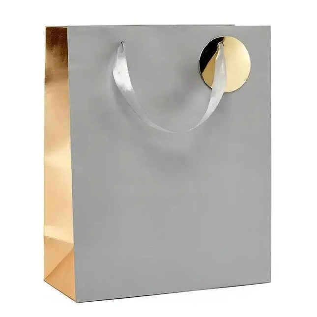 Silver Two-Tone Metallic Euro Totes (Medium Giftbag) - Party Expo