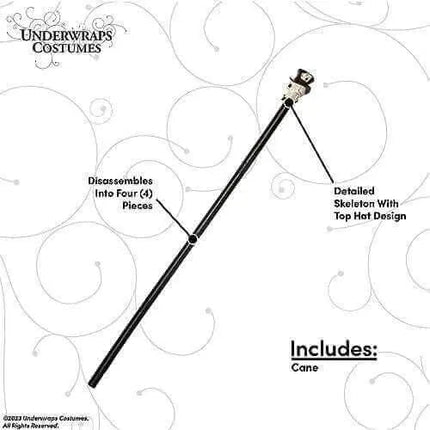 Skull Cane with Top Hat (1ct) - Party Expo