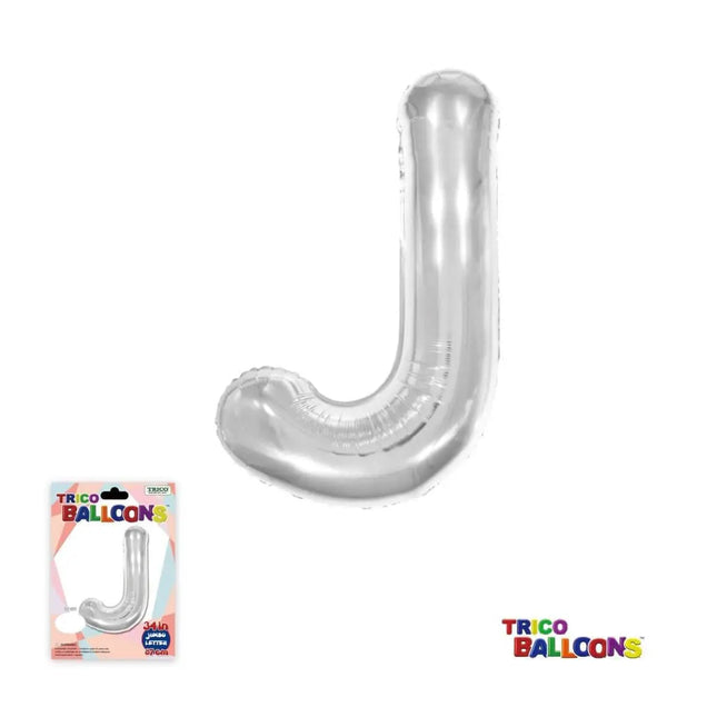 Super Shape Letter J Silver - Party Expo