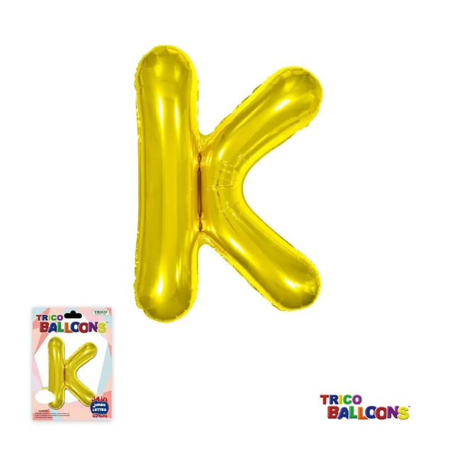 Super Shape Letter K Gold Mylar Balloon - Party Expo
