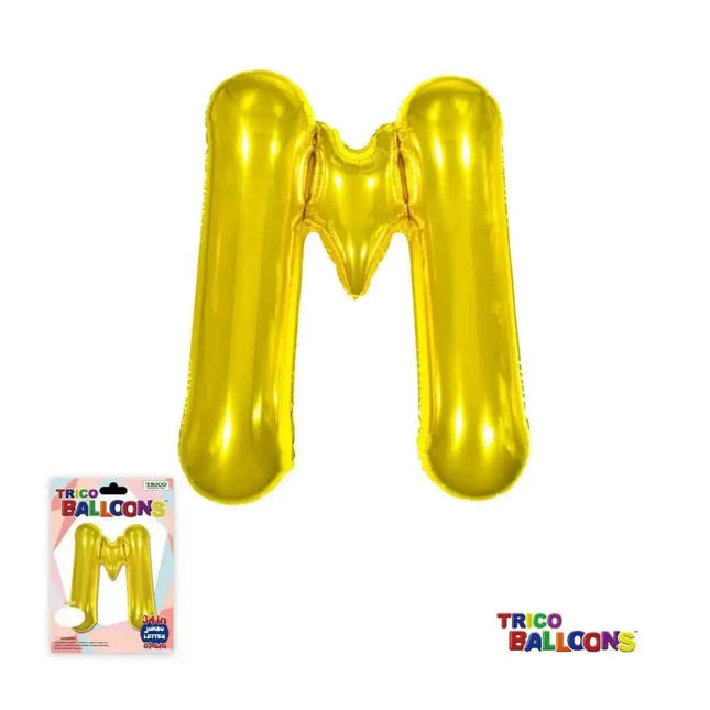 Super Shape Letter M Gold Mylar Balloon Party Expo  