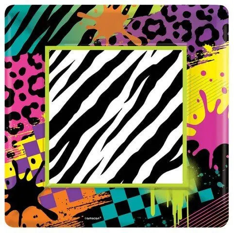 Totally 80's - 7" Square Dessert Plates Party Expo  